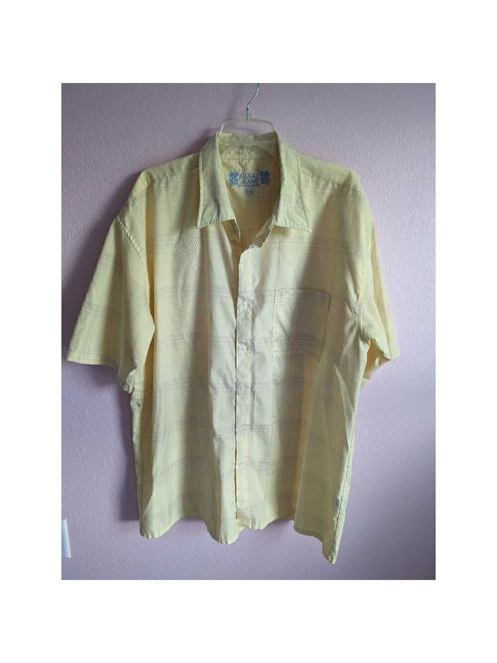 F.U.S.A.I. Jean Co. 2XL yellow short sleeve shirt.